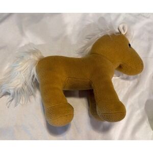 Tan Horse Plush Stuffed Animal White Mane and Tail Standing Pony Toy